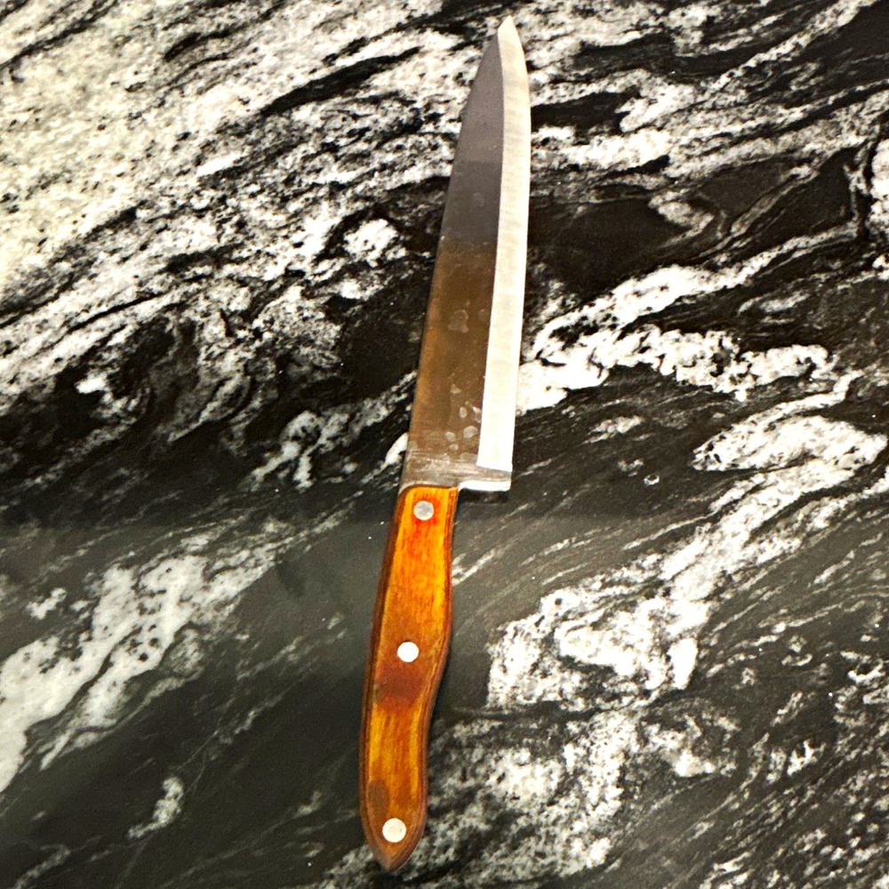 Vintage Interpur Japan Carving Knife 9" Blade Full Tang Wood Handle Handmade